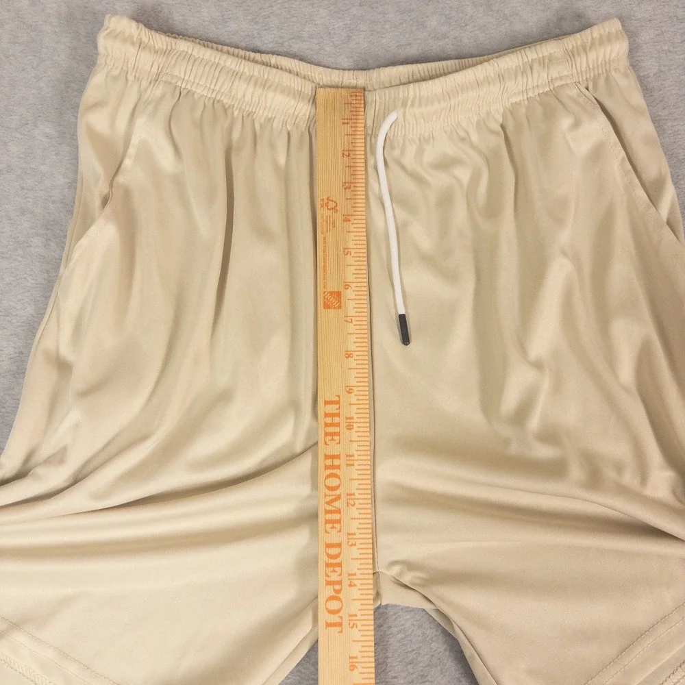 Unbranded Mens Athletic Basketball Shorts Tan Beige XXL Elastic Waist Gym Lounge